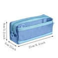 thumbnail image 4 of Mesh Pencil Case, Transparent Double Layer Zipper Pencil Pouch, Large Capacity Clear Exam Pen Bag, for Students Back to School Supplies, Blue, 4 of 7