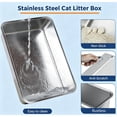 thumbnail image 2 of Stainless Steel Cat Litter Box with Lid, XL Extra Large Covered Metal Litter Box for Big Cats, Removable&Enclosed Design,Non-Stick&Odor-Resistant, Easy Clean, Includes Scoop&Litter Collecting Mat, 2 of 8