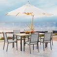thumbnail image 5 of Patio Dining Set For 6, Asofer 7 Pcs Outdoor Dining Set with Metal Table with Umbrella Hole And Stackable Textilene Chairs for Garden & Yard, Gray, 5 of 15