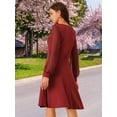 thumbnail image 5 of DARING DIVA Long Sleeve Square Neck Dress S Wine Red, 5 of 8