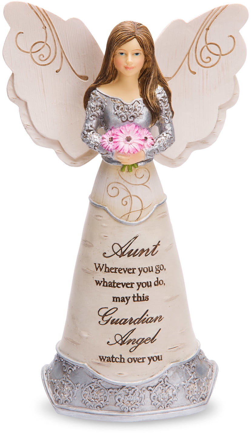 Auntie Ceramic Hanging Guardian Angel With Ribbon Sentimental Gift Idea 
