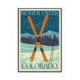 thumbnail image 1 of Beaver Creek, Colorado - Crossed Skis - Letterpress - Lantern Press Artwork (24x36 Framed Gallery Wrapped Stretched Canvas), 1 of 1