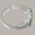 thumbnail image 3 of LBG British Made 10k White Gold Cultured Pearl & Emerald Womens Promise Ring - 33 size options - Size 9.5, 3 of 7