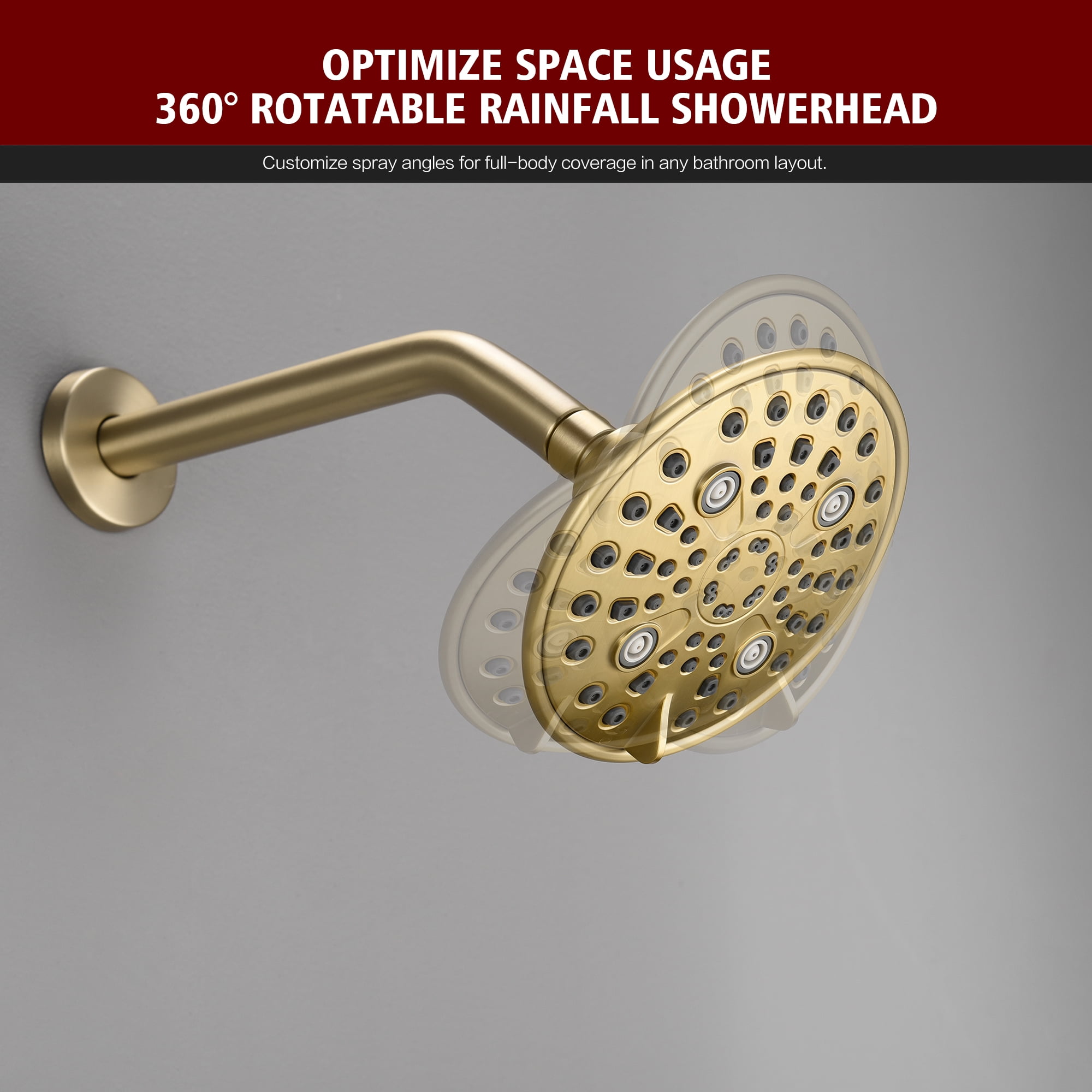 sumerain Brushed Gold Tub Shower Faucet Set Complete, Shower and Tub Fixture with Rainfall Shower Head and Tub Spout