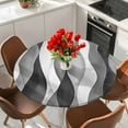 thumbnail image 2 of Gray Ripple Round Fitted Table Cover Abstract Gradient Watercolor Modern Waterproof Table Cloth with Elastic Edge Wipeable Tablecloth for Picnic Camping Party Fits 45"-54" Diameter, 2 of 8