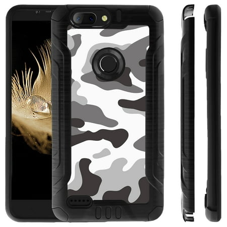 MINITURTLE PRO-TECH Shield Case for ZTE SEQUOIA | ZTE Z MAX PRO 2, Dual Layer Brushed Metal Finish Hard Plastic Cover with Designs - Winter