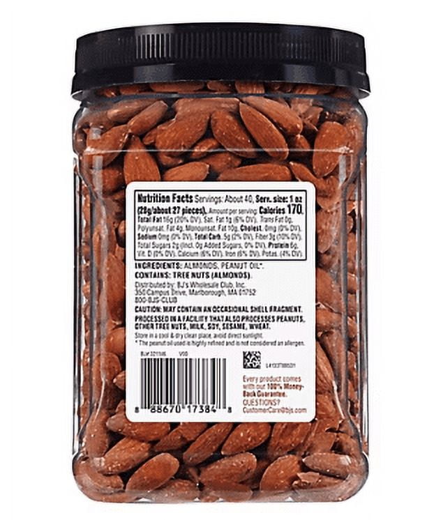 Wellsley Farms Oil Roasted and Unsalted Almonds, 40 oz.