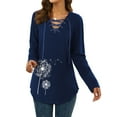 thumbnail image 5 of Nlife Women Long Sleeve Lace Up V Neck Long Sleeve Top, 5 of 10