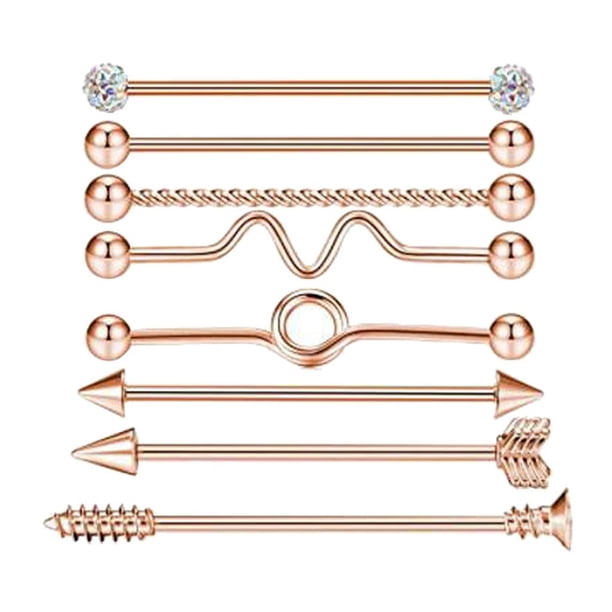 Industrial Barbell pendiente cartílago cuerpo Piercing joyería tapones 38mm 1-1/2 pulgadas - Sunnimix Aretes de acero inoxidable