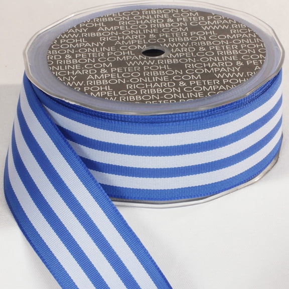 The Ribbon People White and Blue Striped Wired Craft Ribbon 1.5" x 27 Yards