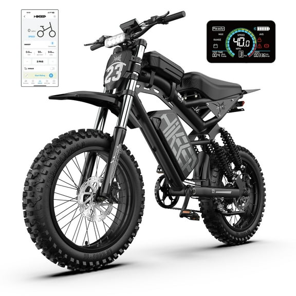 Electric Bike for Adults 3000W, 52V 40Ah Long Range E-Bike, 85 Miles Fat Tire Electric Mountain Bicycle, 20"x4" Electric Dirt Bike, Full Suspension 7-Speed Shimano, Off-Road Ebike, UL2849, Black