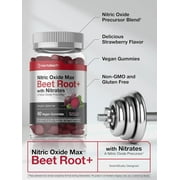 Nitric Oxide Beet Root Gummies | 60 Count | with Nitrates | Strawberry Flavor | by Horbaach