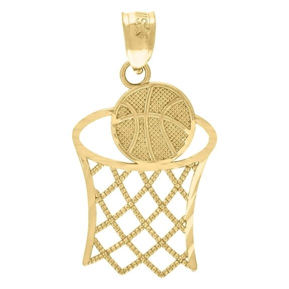 10kt Real Yellow Gold Unisex Basket Ball Sports Charm Pendant