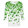 thumbnail image 2 of Xuyuer St. Patrick's Day Womens Fashion 3/4 Sleeve Round Neck Casual Cute T Shirts Shamrock Printed Graphic Tunic Blouses Tee Casua Basic Business Work Tops, 2 of 5