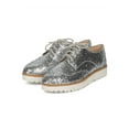 thumbnail image 5 of New Women Qupid Newbie-24 Glitter Encrusted Lace Up Flatform Spectator Loafer, 5 of 5