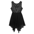 thumbnail image 3 of Miaeowve Women Lyrical Dance Dress Ballet Girls Sleeveless Crisscross Back Sequins Asymmetrical Skirted Leotard Dancewear Black X-Large, 3 of 7