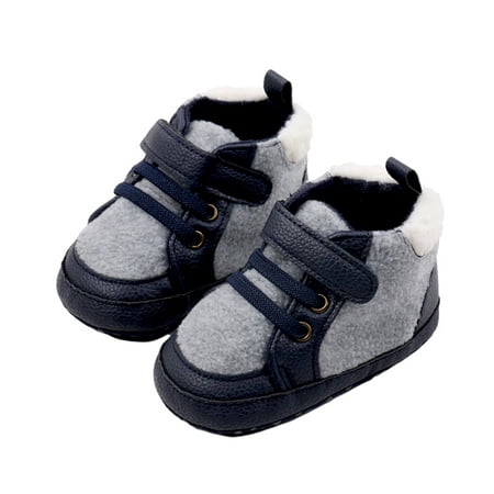 

Infant Baby Boys Girls Booties Newborn Cozy Fleece Warm Winter Boots Lace Up First Walking Shoes