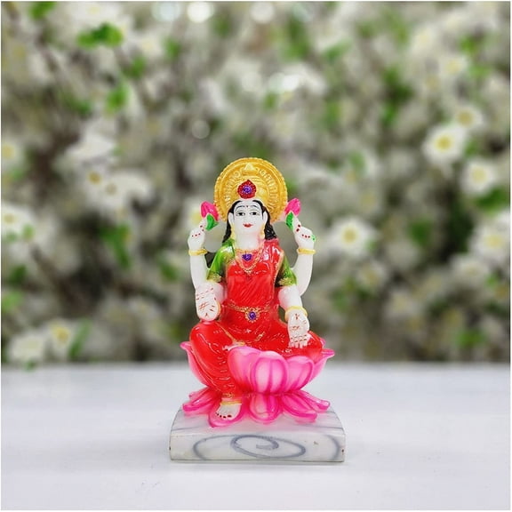 Lakshmi Statue in Resin Goddess Lakshmi Idol Hindu Goddess Statue Lakshmi Sculpture Laxmi Figurine Indian Showpiece Goddess of Fortune and Abundance Sitting Laxmi on Lotus - AtoZ India Cart