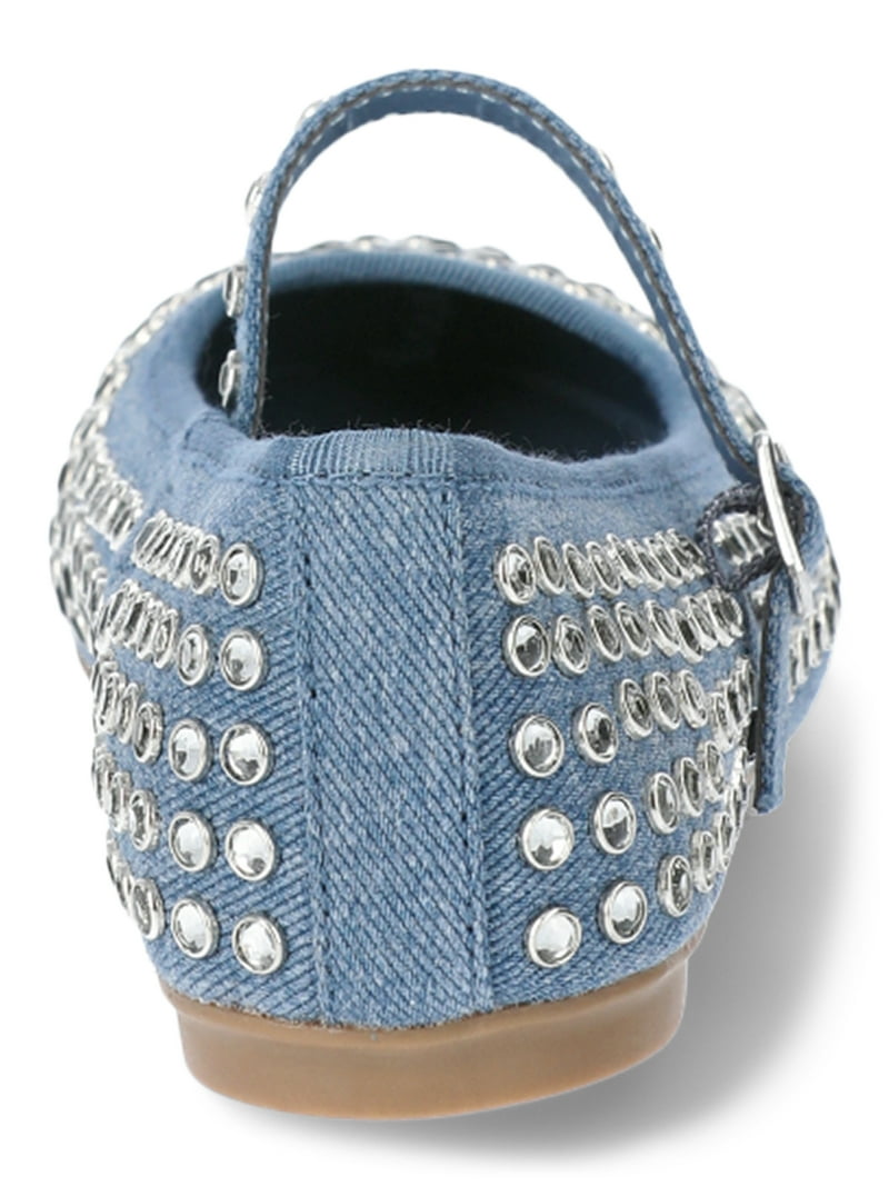 Madden NYC Women's Sparkly Snakeskin Mary Jane Flats with