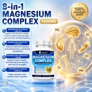 CARE GIFT Magnesium Complex 1000 mg Capsules, 8 Forms High Absorption Elemental Magnesium for Bone, Muscle & Sleep Support, Non-GMO Wellness Supplement for Men & Women, 120-Count