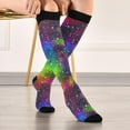 thumbnail image 3 of GZHJMY High Elasticity Compression Socks, High Knee Socks Adult Universal Leisure Relieve Fatigue,Abstract Bright Colorful Universe Travel Daily with Running (2 Pair), 3 of 7