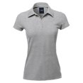 thumbnail image 2 of A2Y Women's Basic Casual 4-Button Junior-Fit PK Ring Spun Cotton Pique Polo Shirt Heather Grey XL, 2 of 6