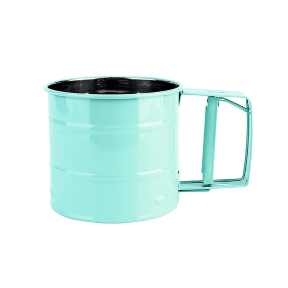 RKSTN Flour Sifter Fine Mesh Sieve Cup Flour for Baking Stainless Steel for Baking Double Layer Fine Mesh Baking Crank Flour One Hand Press