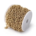 thumbnail image 3 of 1roll 304 Stainless Steel Cable Chains Unwelded with Spool Ion Plating(IP) golden 8x6x1.5mm about 32.81 Feet(10m)/Roll, 3 of 3