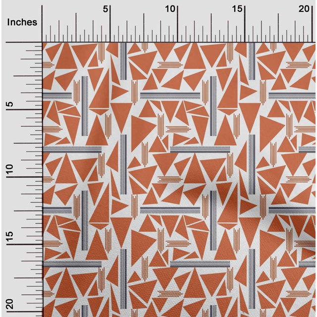 oneOone Cotton Poplin Fabric Triangle & Line Geometric Print Fabric By Yard 56 Inch Wide