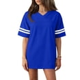 thumbnail image 7 of longantii Jersey Shirts for Women Y2k Solid Color Football Jerseys Oversized Short Sleeve V Neck Athletic T-Shirts Casual Loose Streetwear Summer Tops Practice Sports Uniforms Blue S, 7 of 7