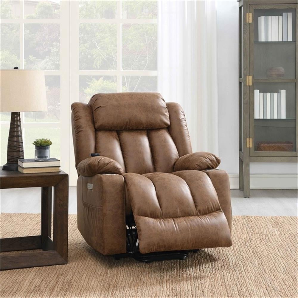 ACME Omarion Faux Leather Power Recliner with Lift/Heating and Massage in Brown