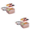 thumbnail image 3 of Yuarrent Ensaladera Comida segura Plástico Bento Box Juego de vajilla Picnic Trabajo Oficina Rosado 2Conjunto, 3 of 6