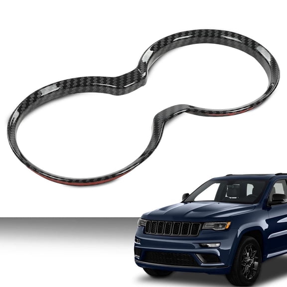 Gear Shift Cup Holder Cover Trim Bezel Black Carbon Fiber Fit for 2011-2021 Jeep Grand Cherokee Cup Holder Trim