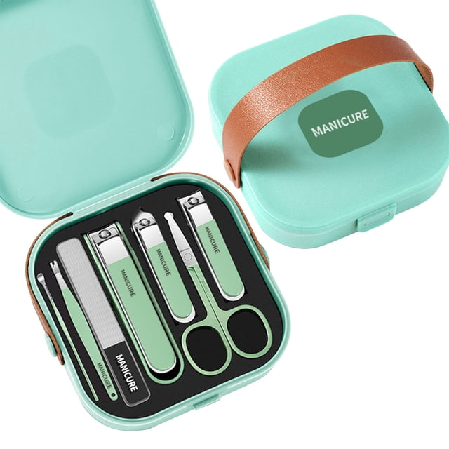 Juego de cortaúñas portátil antisalpicaduras, 8 piezas, herramientas de manicura con tijeras y cortaúñas, etc.