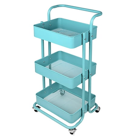 Chariot De Rangement à 3 Niveaux En Métal Chariot Utilitaire Chariot Roulant Chariot De Rangement Avec Roues Pour Cuisine Salle De Bain Salle D Eau Bureau Wit Avec 3 Tasses