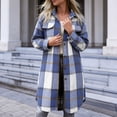 thumbnail image 4 of Annhoo Womens Long Trench Coat Single Breasted Checkered Long Sleeve Lapel Overcoat Fall Winter outerwear Jackets, 4 of 7