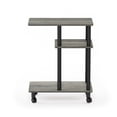 thumbnail image 4 of Furinno TURN-N-TUBE Side Table, 3-Tier C-Shape End Table with Wheels, Toolless Assembly Night Stand, Bedside Table with Open Shelf, for Living Room, Bedroom, Grey Oak/Black, 4 of 5