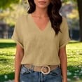 thumbnail image 7 of Diufon Womens Crinkle Gauze Blouse Rolled Short Sleeve V Neck Casual Loose Fitted Solid Color Summer Tunic Tops, 7 of 7