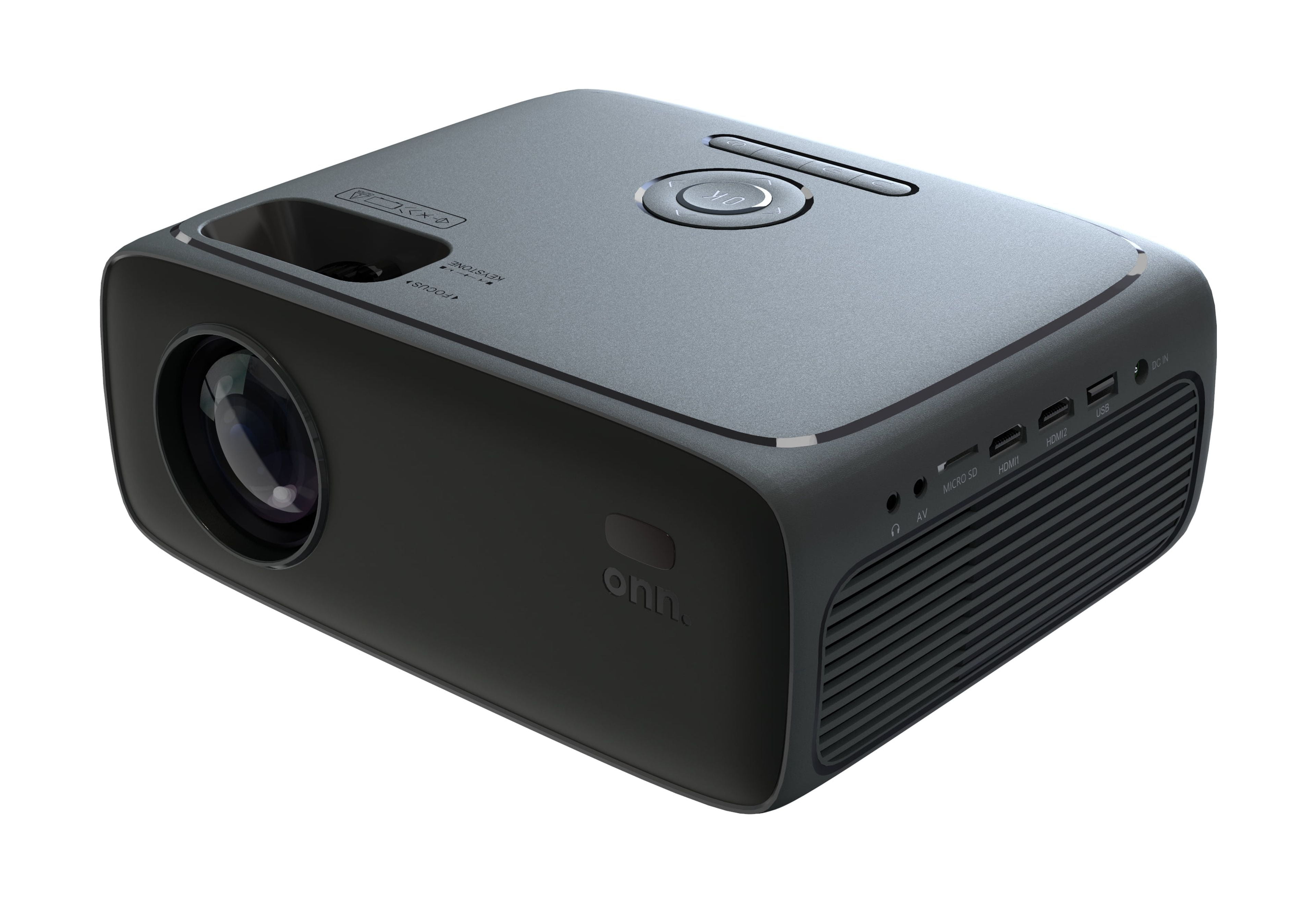 Restored ONN 720P HD LCD Home Theater Projector with 6' HDMI Cable, Black, 100096801 (Refurbished)