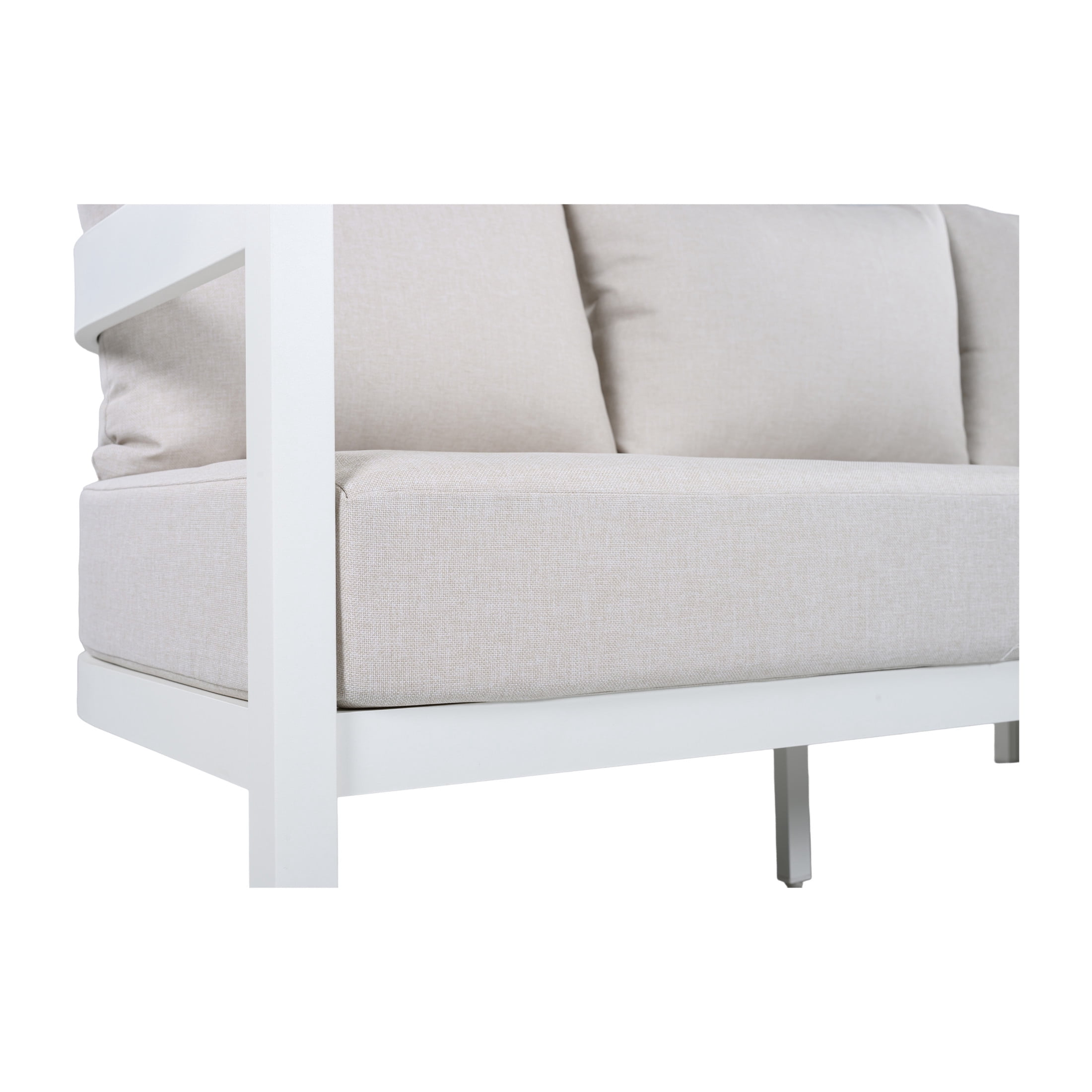 Christopher Knight Home 3-Piece Modern Aluminum Outdoor Sofa Set, 5 Seats with Beige Cushion, White