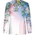 thumbnail image 5 of Womens T Shirts Casual 2024 V Neck Button Down Shirts Pleated Puff Long Sleeve Tunic Shirts Blouses Tshirts, 5 of 5