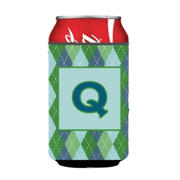 Letter Q Initial Monogram - Blue Argoyle Can Or Bottle Hugger
