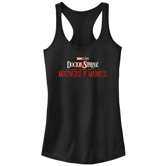 Junior's Marvel Doctor Strange in the Multiverse of Madness Black Logo Racerback Tank Top Black Large