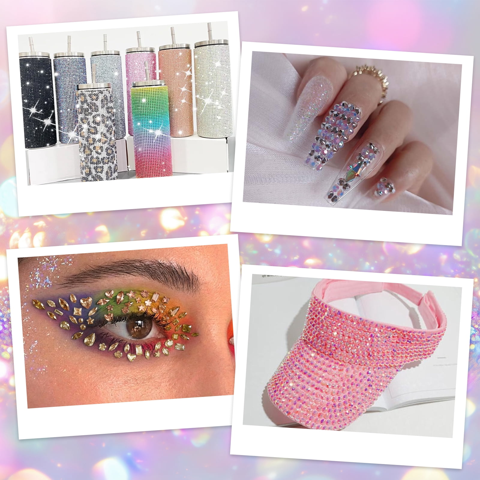 32000Pcs Resin Rhinestones with B7000 Jewelry Glue for Bedazzling Crafting, Rainbow Crystals Flat Back Gems with Craft Adhesive for DIY Graduation Cap Clothes Tumblers Shoes Nails and Face
