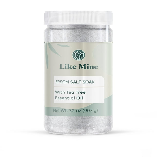 Like Mine Sal de Epsom Remojo con aceite esencial de árbol de té Mezcla de sulfato de magnesio para baño y pies de 2 lb