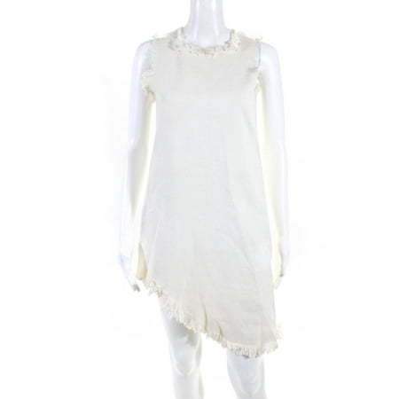 

Pre-owned|Marques Almeida Womens Denim Fringe Asymmetrical Shift Dress White Size XS