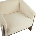 thumbnail image 6 of AMid-Century Modern Armchair with PU Leather Upholstery & Wooden Frame, Beige, 6 of 10