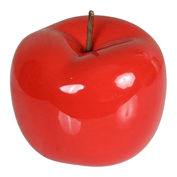 Estatua de manzana, colección moderna, cerámica, artesanía sencilla, adorno de mesa, fruta. Rojo Grande