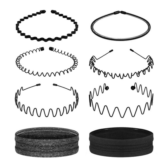 OUNONA 2Pack Metal Wave Headband for Men and Women Outdoor Sports Workout Bathing 14 x 13 x 0.5 in