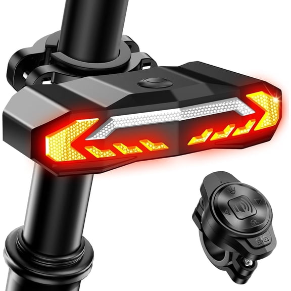 Bike Tail Light with Turn Signals, 5-in-1 Smart Bicycle Tail Light Anti-theft Bicycle Taillight with Remote Control & Automatic Brake Light, Rechargeable Bike Rear Light Cycling Light for Night Ride